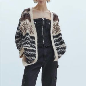 ZARA oversized Jacquard Knit Cardigan*NWT